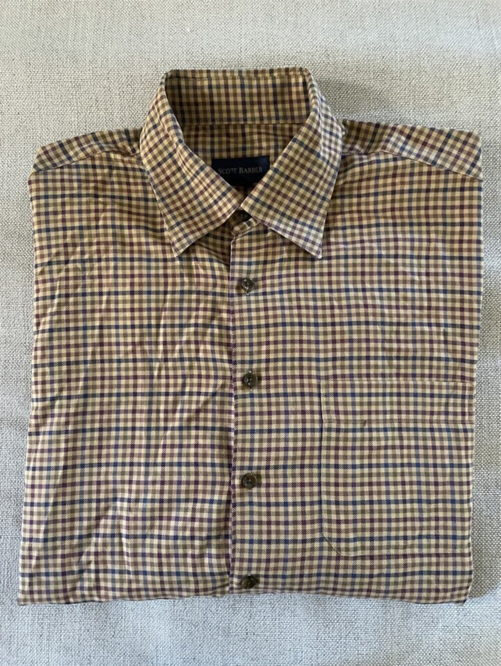 Scott Barber Cotton Multicolor Plaid Button Down Shirt L